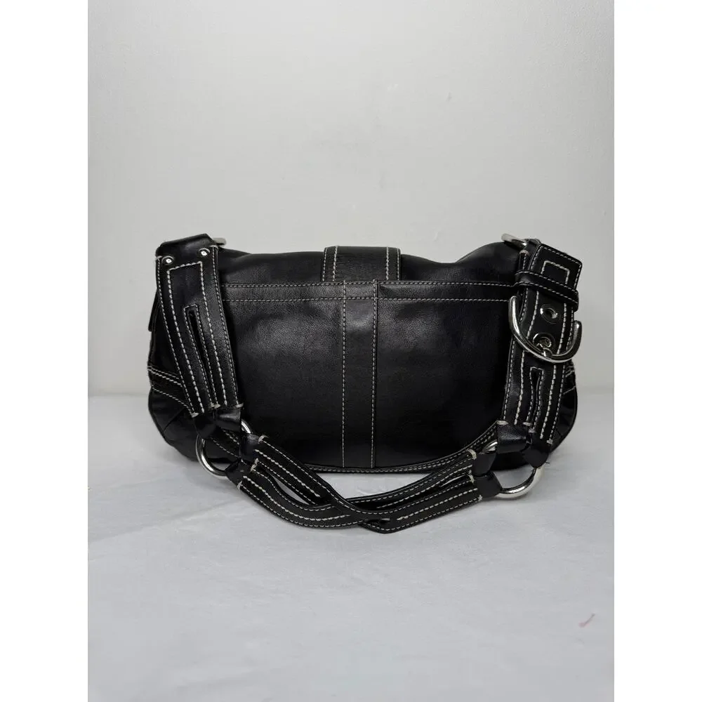 Coach Soho Flap Shoulder Bag Black Leather 10578 Y2K Vintage Shoulder Purse